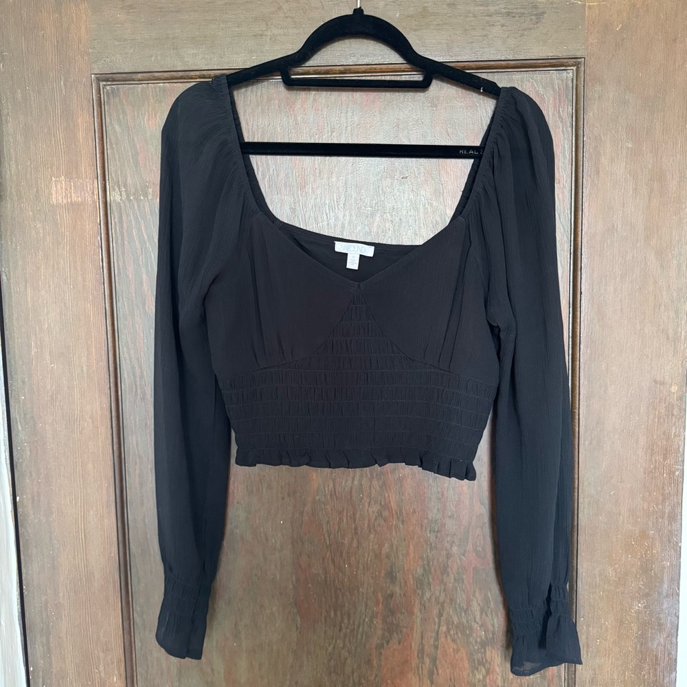 Elegant Black Long Sleeve Women's Top